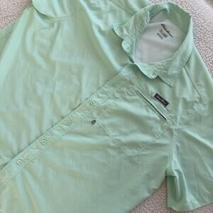 Eddie Bauer Shirt Men Size XXL Fishing Vented Green Short Sleeve
